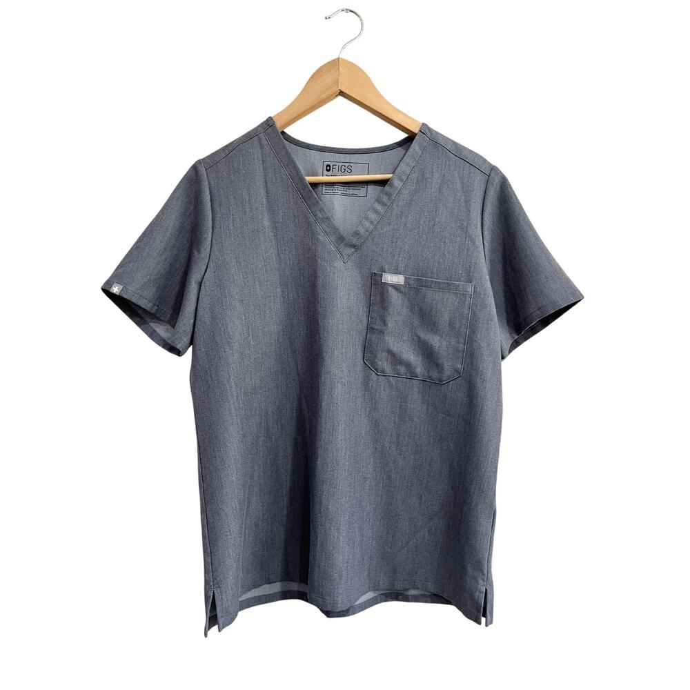 FIGS Catarina Scrub Top Gray Medical Uniform Pocket Size L